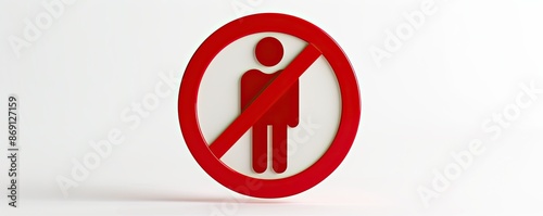 No entry symbol with red circle and person figure on white background, representing restricted access or prohibition.