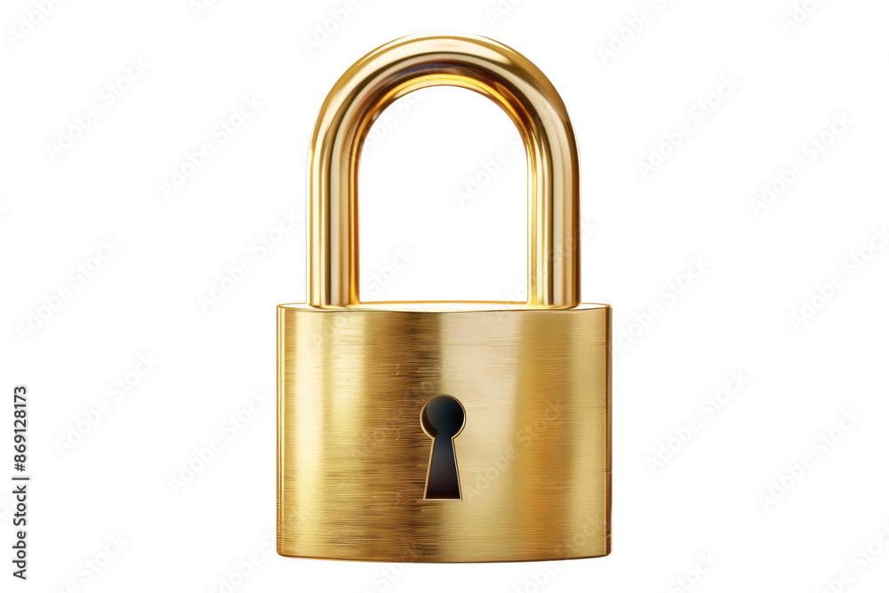 Golden padlock isolated on transparent background Golden padlock isolated on transparent background