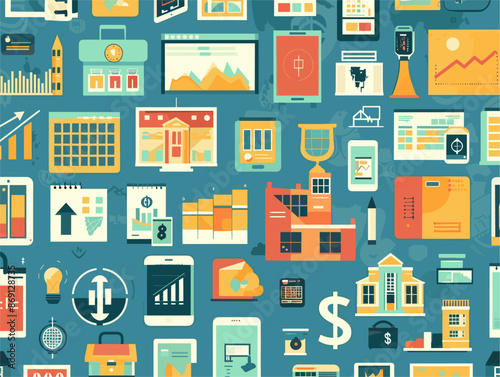 Flat Style Abstract: Vector Illustration of Diversified Investment Portfolio