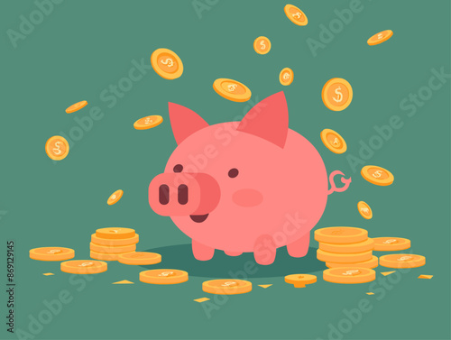 Piggy Bank Bonanza: A Plethora of Coins and Bills Spilling Over, Symbolizing Financial Abundance and the Power of Saving