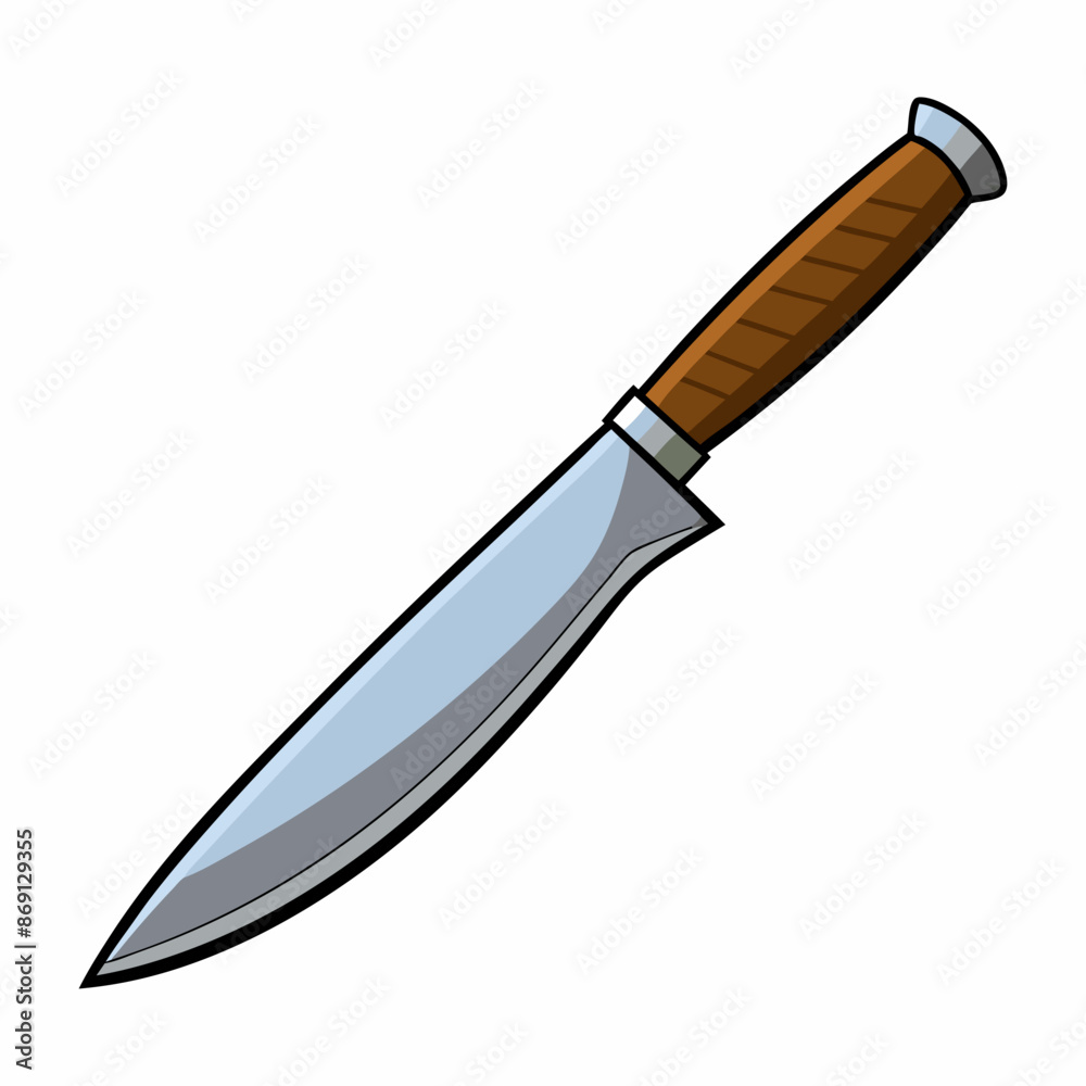 A dagger with a wooden handle is illustrated in a cartoon image A dagger with a wooden handle is illustrated in a cartoon image