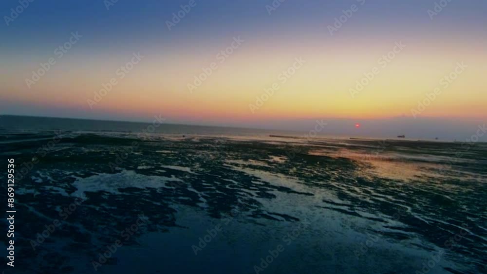 Sunset over the sea, FPV Drone shots of Bangladesh ocean Sunset over the sea, FPV Drone shots of Bangladesh ocean