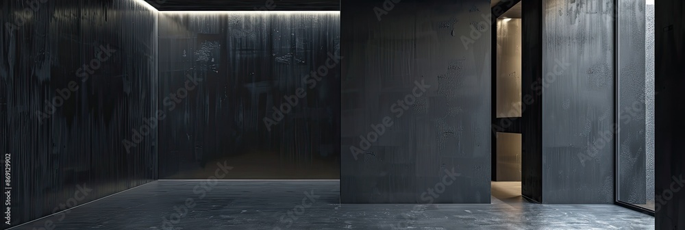 Dark concrete empty room interior with light from window Dark concrete empty room interior with light from window