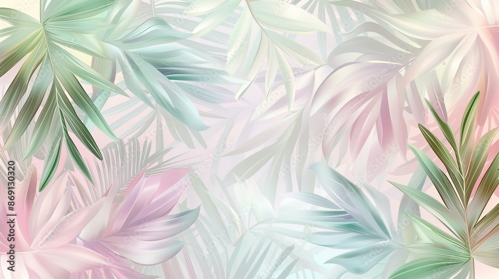 Seamless tropic summer pattern featuring exotic floral and palm leaves. Ideal for nature inspired