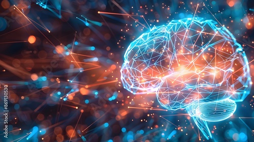 Futuristic image of a brain with bright electric lines and circuits overlaying it, highlighting the intersection of neuroscience and technology