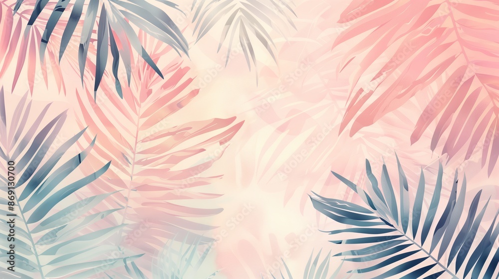 Floral and tropical summer pattern with palm leaves and exotic plants. Perfect for seamless Floral and tropical summer pattern with palm leaves and exotic plants. Perfect for seamless