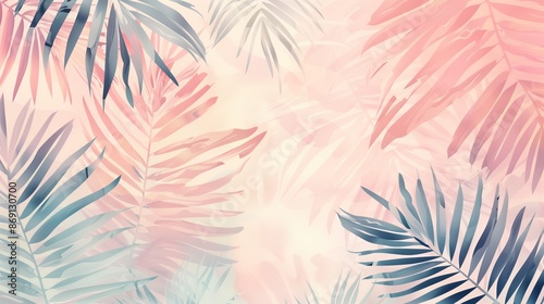 Wallpaper Mural Floral and tropical summer pattern with palm leaves and exotic plants. Perfect for seamless Torontodigital.ca