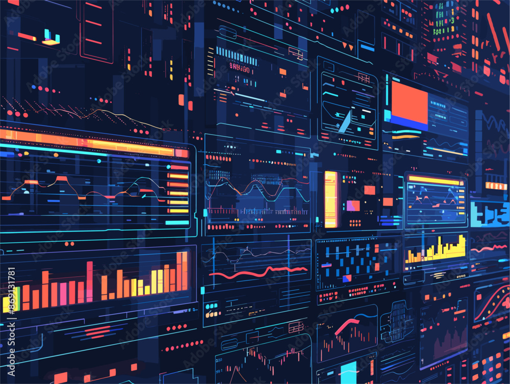 Obraz premium Stock Market Rollercoaster: A Pulsating Canvas of Financial Fluctuations