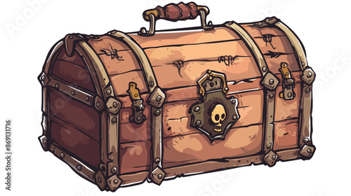 Vintage Pirate Chest. Vector illustration Handdrawn vector