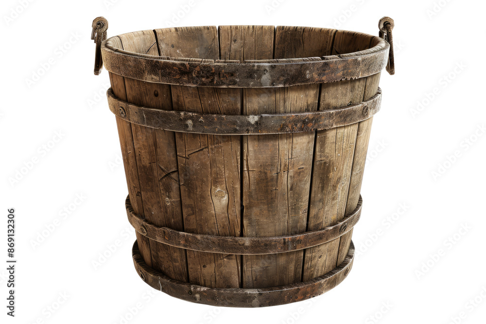 Old wooden bucket isolated on transparent background Old wooden bucket isolated on transparent background