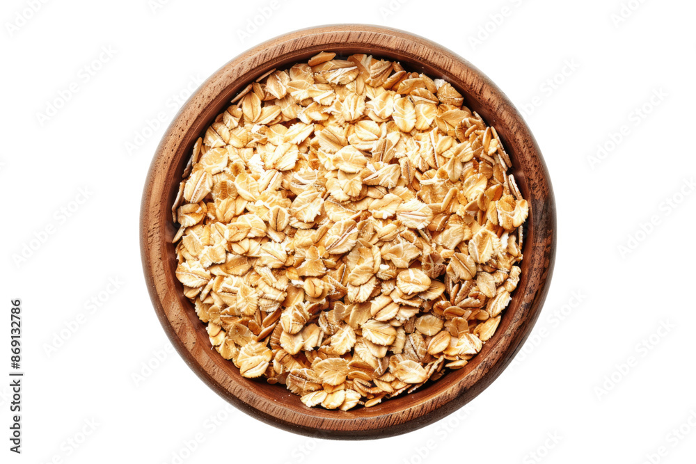Oat flacks in a bowl isolated on transparent background