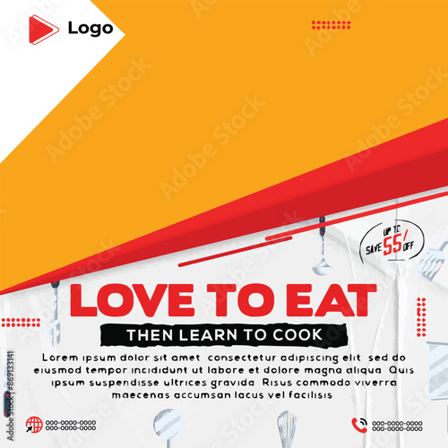 Family cooking food with social media banner post design template | Family cooking theme banner or square flyer for social media post template cooking flyer, family cooking, culinary, theme, food 