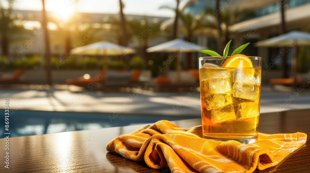 Naklejka premium Refreshing Cocktail by the Pool