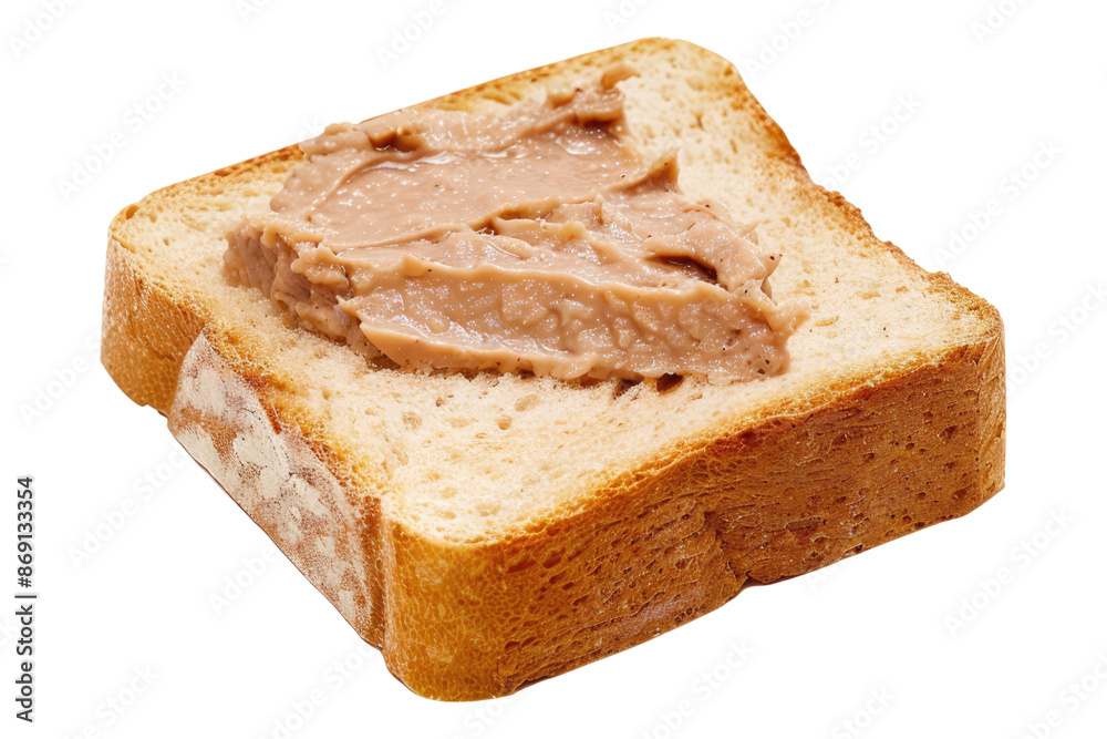 Pate on a slice of bread isolated on transparent background