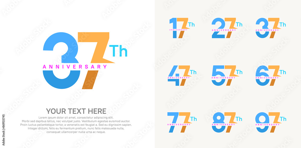 anniversary set logo style with blue and orange color for company celebration moment anniversary set logo style with blue and orange color for company celebration moment