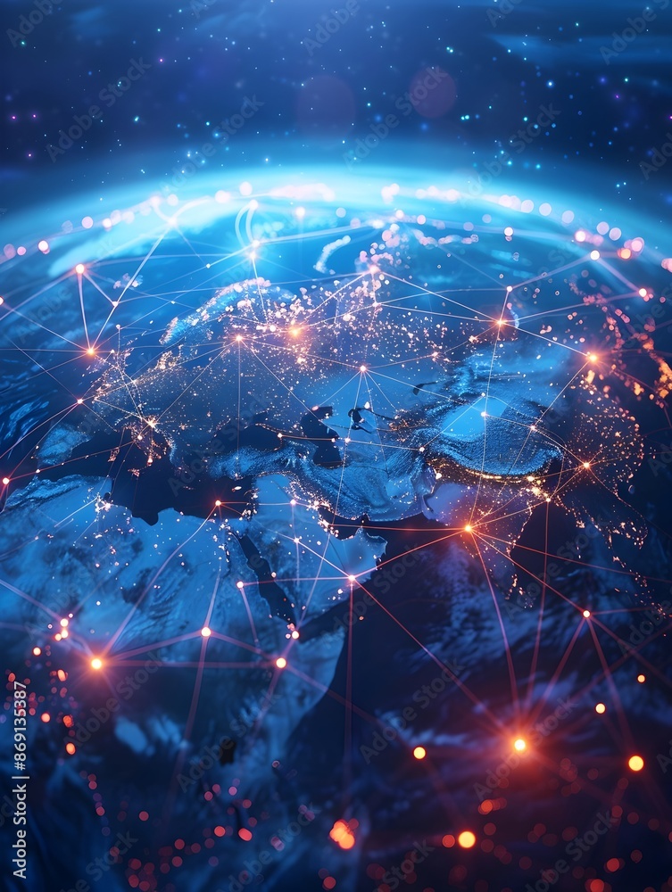Global Digital Network and Connectivity Concept with Futuristic World Map Visualization Global Digital Network and Connectivity Concept with Futuristic World Map Visualization