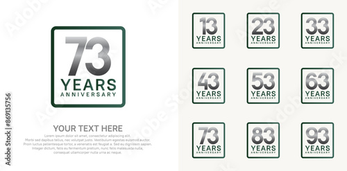 anniversary set logo style with green and silver color for company celebration moment