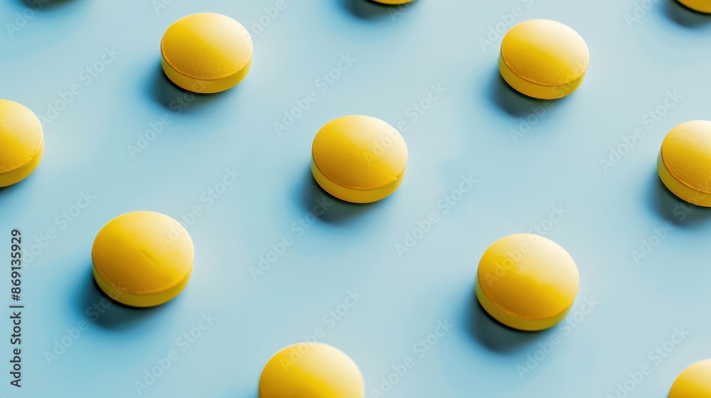 The yellow pills on blue