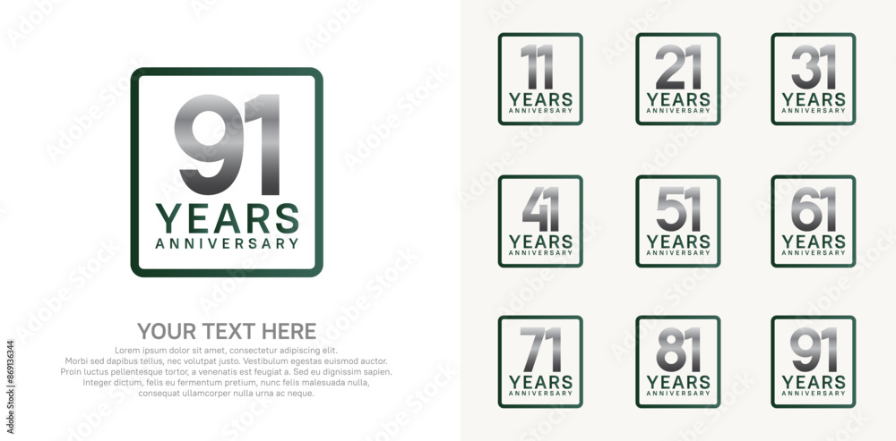 anniversary set logo style with green and silver color for company celebration moment anniversary set logo style with green and silver color for company celebration moment