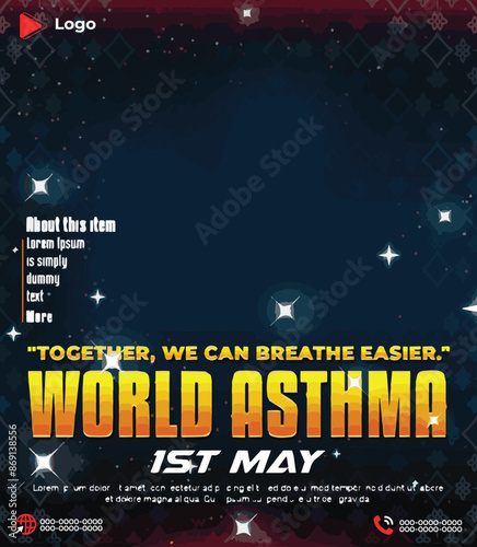 World asthma day celebration with Instagram and Facebook post template | Asthma day festival Instagram and Facebook post template asthma day pulmonary, lung cancer, inhaler, respiratory, healthy lungs