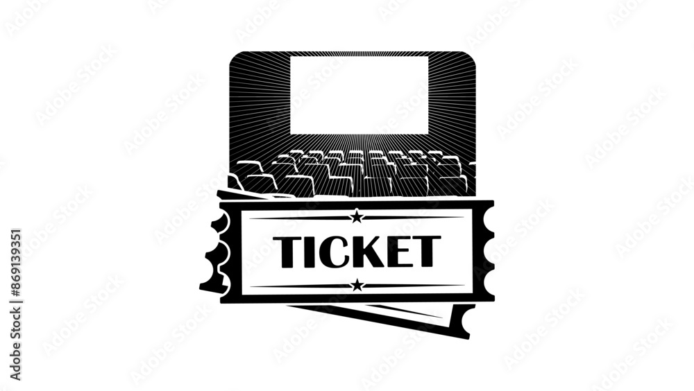 Cinema ticket, black isolated silhouette Cinema ticket, black isolated silhouette