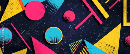 Geometric Pattern With A Retro, 80S Aesthetic , Wallpapers HD, Background