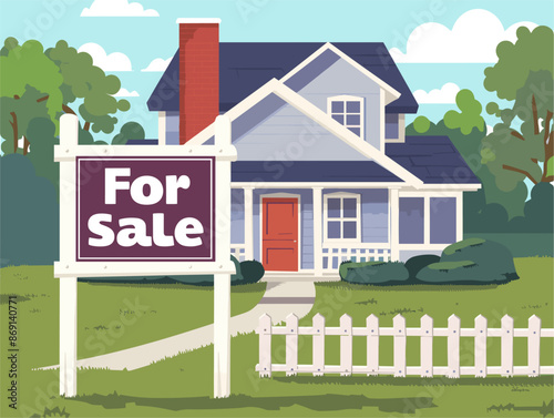 Classic For Sale Sign Signals Property Awaits New Owner
