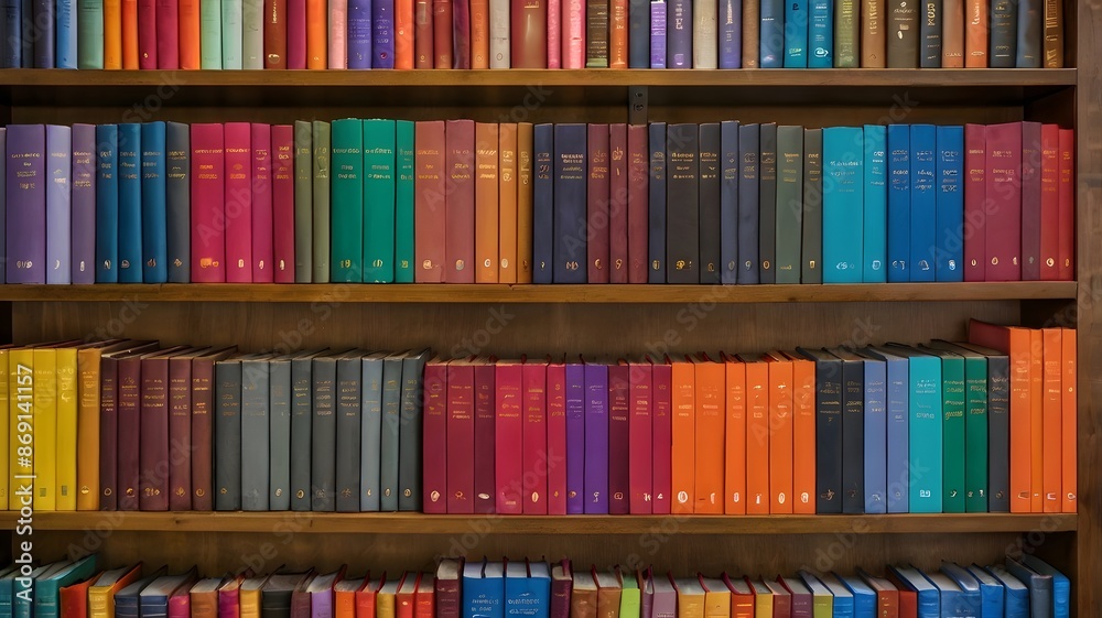 colorful books in a library, ai generated colorful books in a library, ai generated