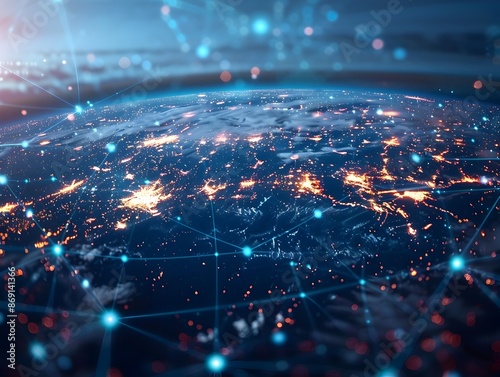 Digital World Globe Showcasing Global Network Connectivity and Data Transfer