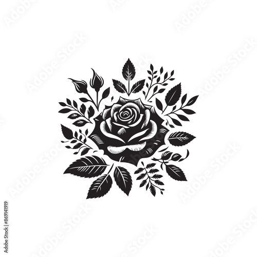 Silhouette Flower art black color only