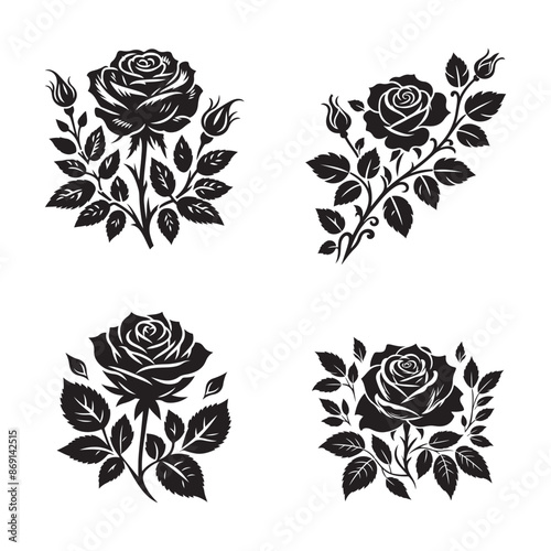 Silhouette Flower art black color only