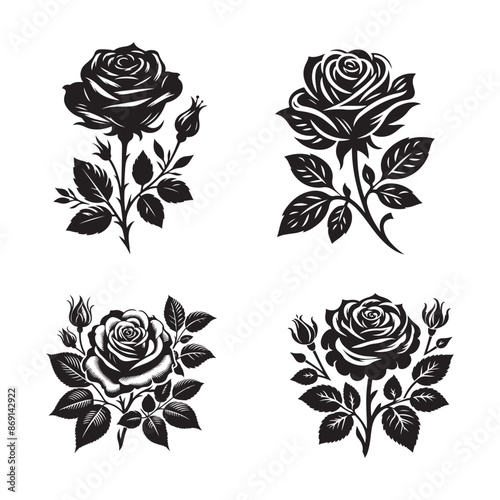 Silhouette Flower art black color only