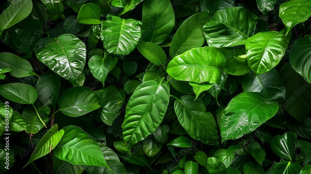 Image of lush green jungle leaves with rich textures, vibrant colors, and intricate natural patterns. Image of lush green jungle leaves with rich textures, vibrant colors, and intricate natural patterns.