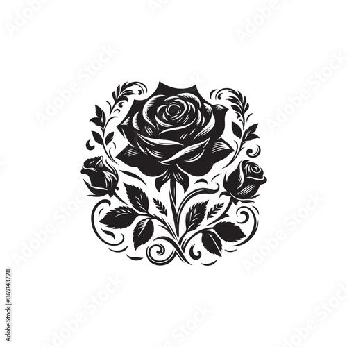 Silhouette Flower art black color only