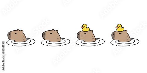 capybara icon vector shower duck rubber pet cartoon character logo symbol illustration isolated clip art design