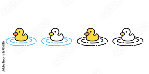 duck vector swimming shower icon bathing scarf logo cartoon character doodle yellow rubber duck bird chicken symbol isolated illustration design