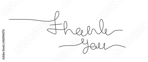 hand drawn Thank you. one line lettering isolated on white background. Usable for greeting cards, poster, banners, gifts