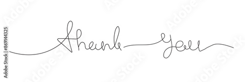 hand drawn Thank you. one line lettering isolated on white background. Usable for greeting cards, poster, banners, gifts
