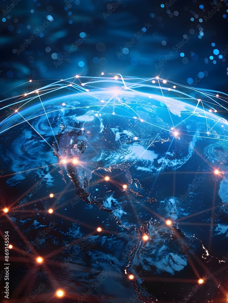 Fototapeta premium Digital World Globe with High Speed Connectivity and Cyber Technology Concept