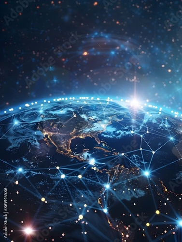 Futuristic Digital Globe Representing Global Connectivity and High Speed Data Transfer