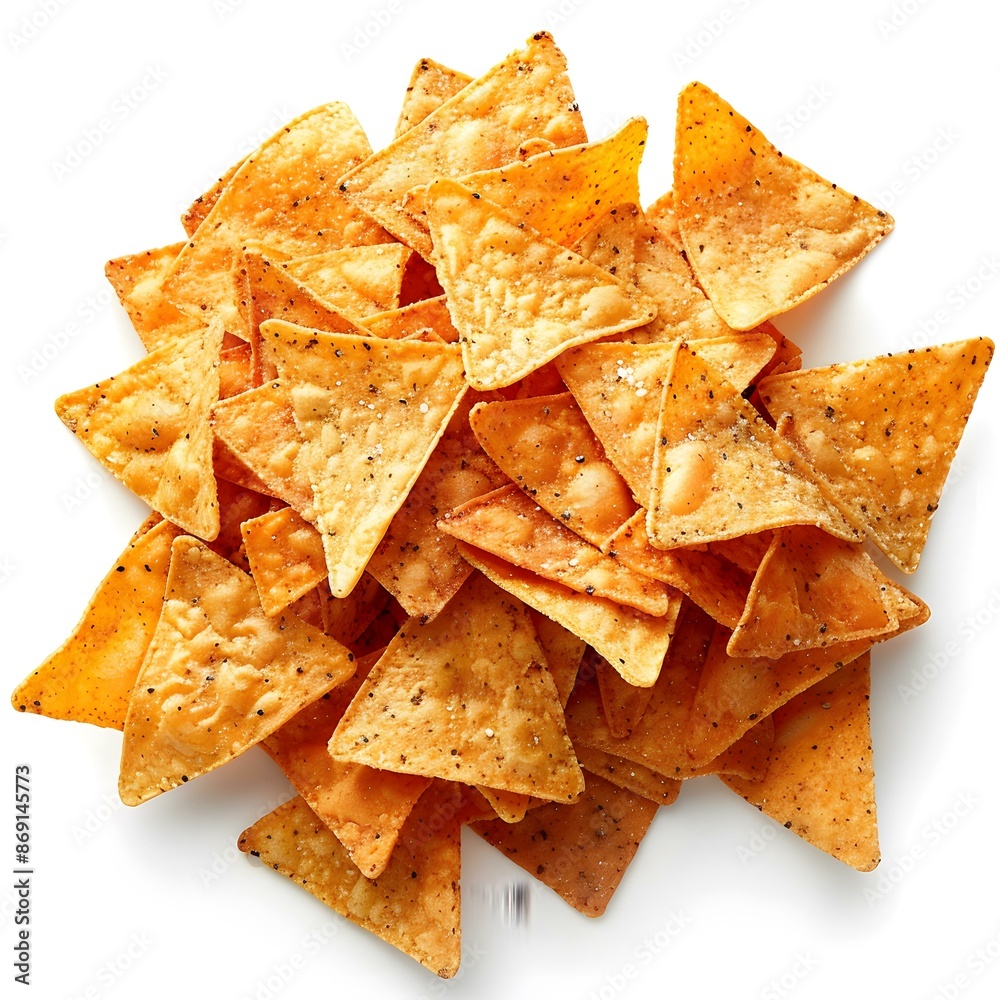 A pile of tortilla chips