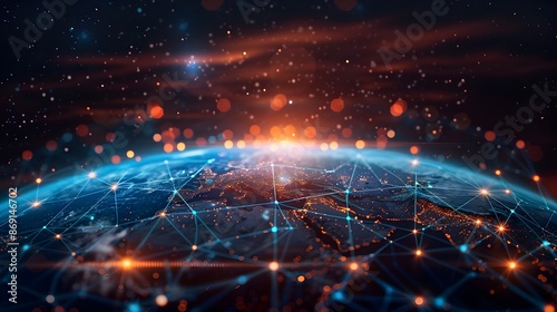 Digital Global Network and High Speed Cyber Technology Connectivity on Earth © LookChin AI