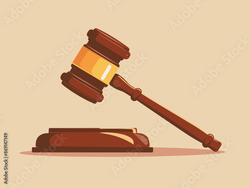 Auctioneer's Gavel Strikes: A Decisive Conclusion in Flat Animated Style