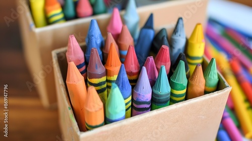Colorful Box of Crayons and...