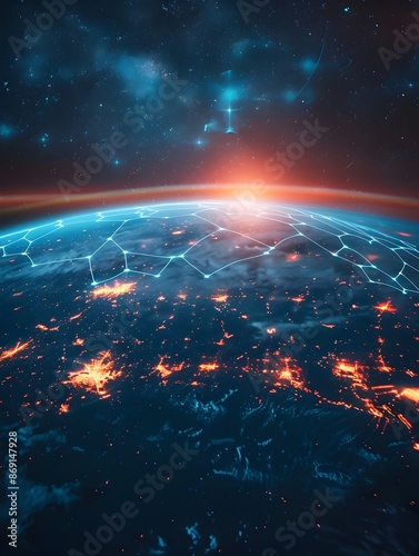 Glowing digital world globe representing global network and data connectivity technology © LookChin AI