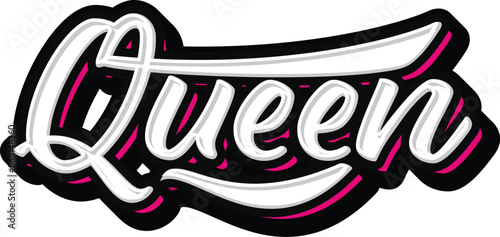 Queen Hand lettering Typography vector template