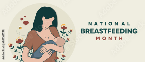 National Breastfeeding Month
Mother, baby and flower. Great for cards, banners, posters, social media and more.   