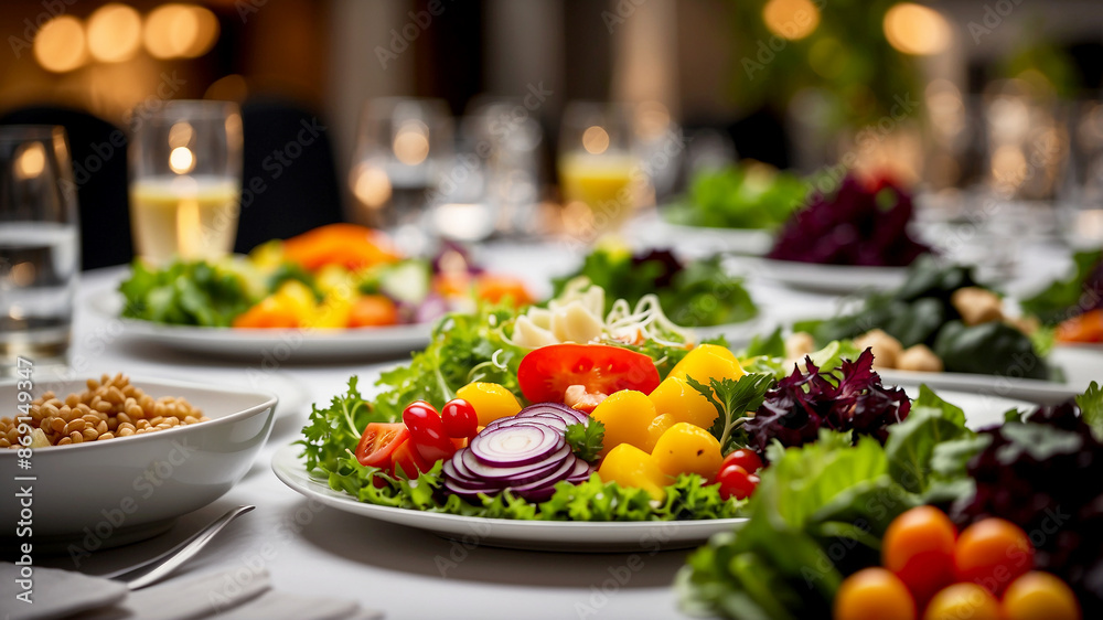 guest's plate being filled with an assortment of fresh and exotic ingredients from the salad bar guest's plate being filled with an assortment of fresh and exotic ingredients from the salad bar