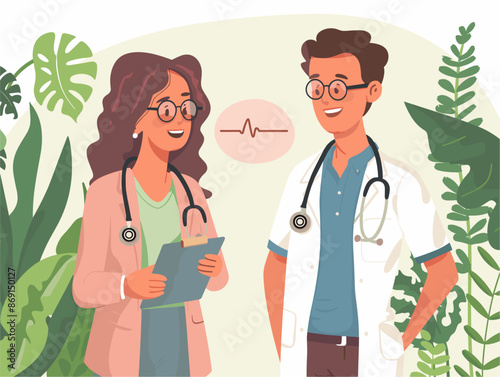 Reassuring Doctor: A Caring and Empathetic Healthcare Professional in a Modern, Flat Design
