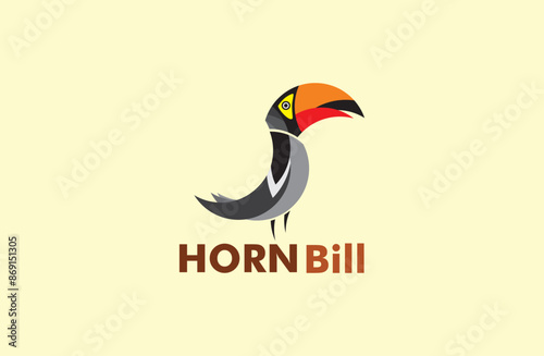 Hornbill logo. mascot bird logo. illustration of a bird, horn bill vector, editable